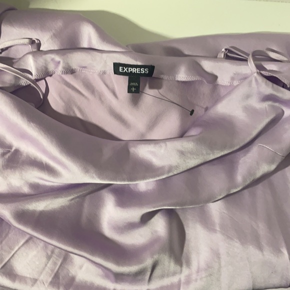 SATIN COWL NECK MIDI SLIP DRESS IN LILAC PURPLE - Picture 3 of 7